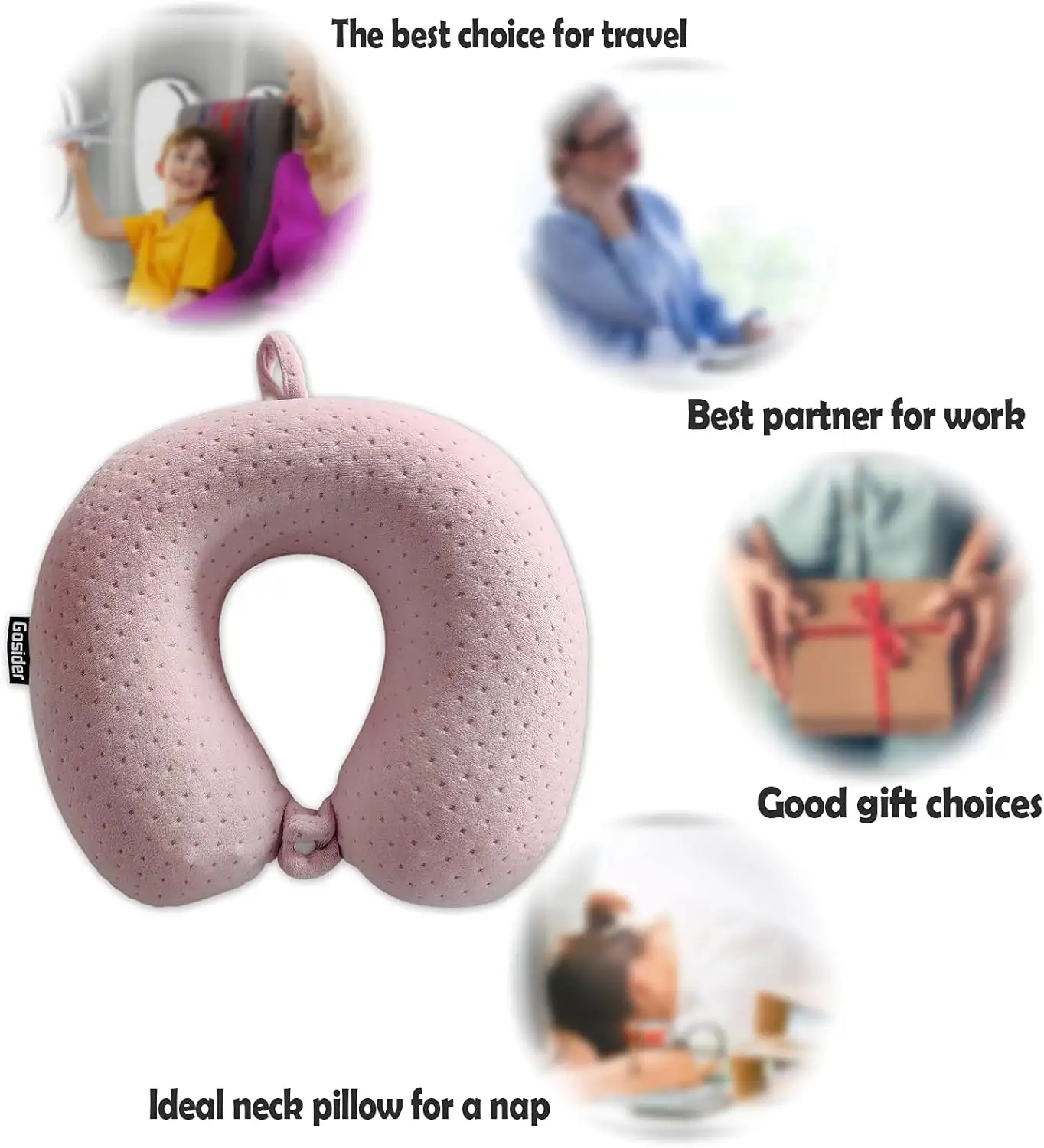Gosider Neck Pillows for Sleeping Travel Pink Travel Pillow Comfortable U Shape Memory Foam Pillows - 71pedRS6CZL._AC_SL1500_